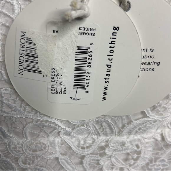 NWT STAUD Size 8 Beth White Lace Mini Dress Long Sleeve Square Neck $425 - Picture 6 of 7